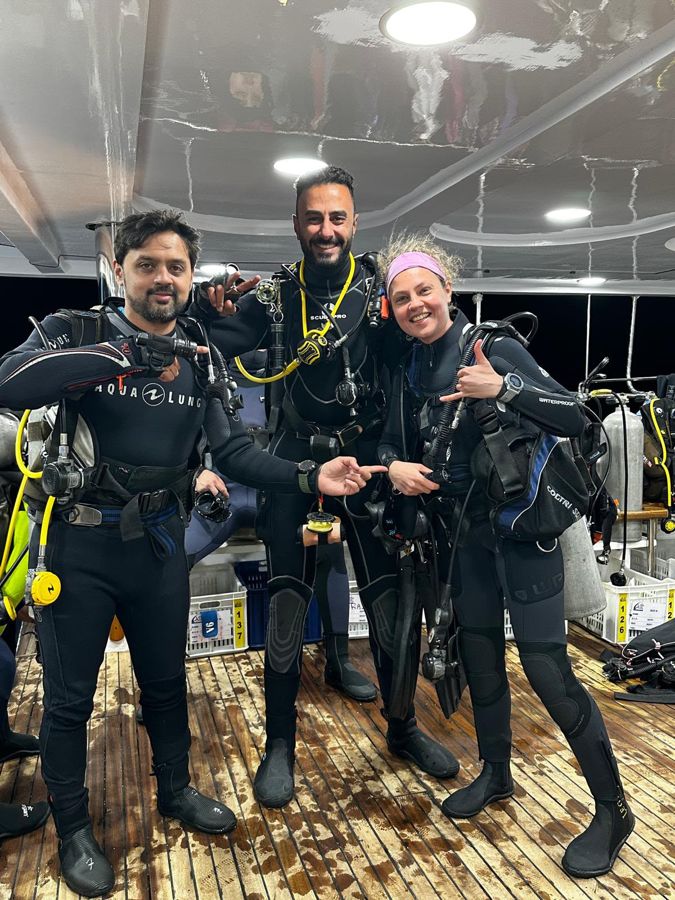 A group of divers and guests with Mahmoud on one of our trips.