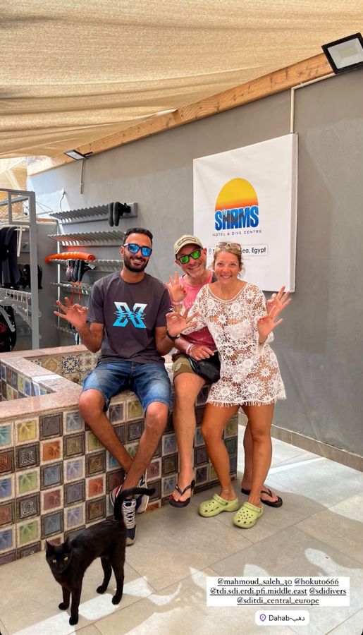 A group of divers and guests with Mahmoud on one of our trips.