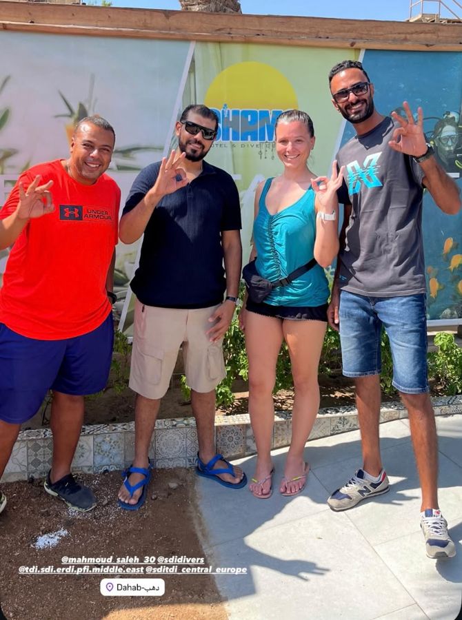 A group of divers and guests with Mahmoud on one of our trips.