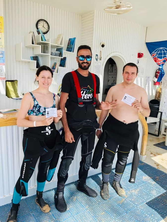 A group of divers and guests with Mahmoud on one of our trips.